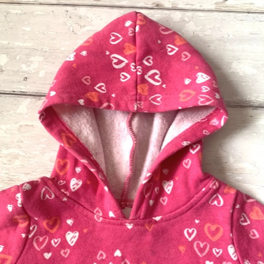 Girls 18m Pink Hoodie Sweatshirt Jacket Hearts Print Baby Toddler Jumping Beans